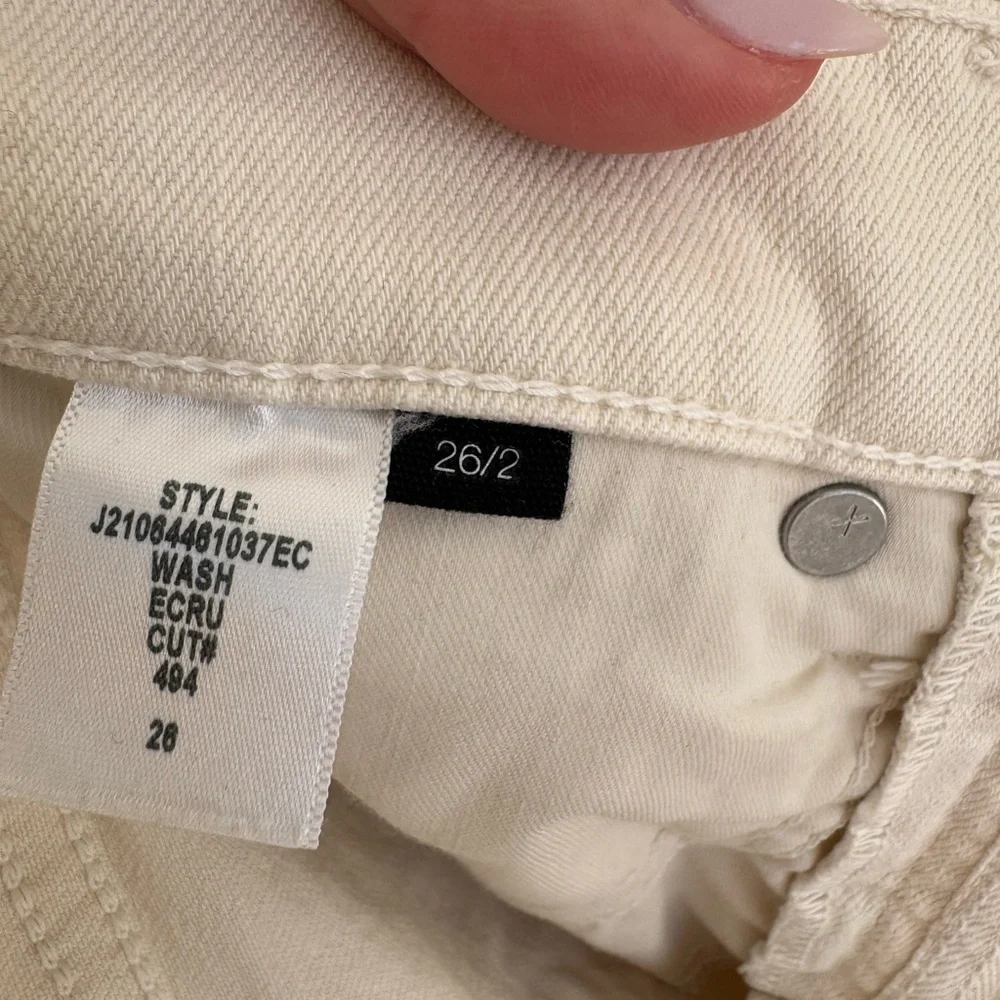 Veronica Beard Cream Straight Leg Jeans